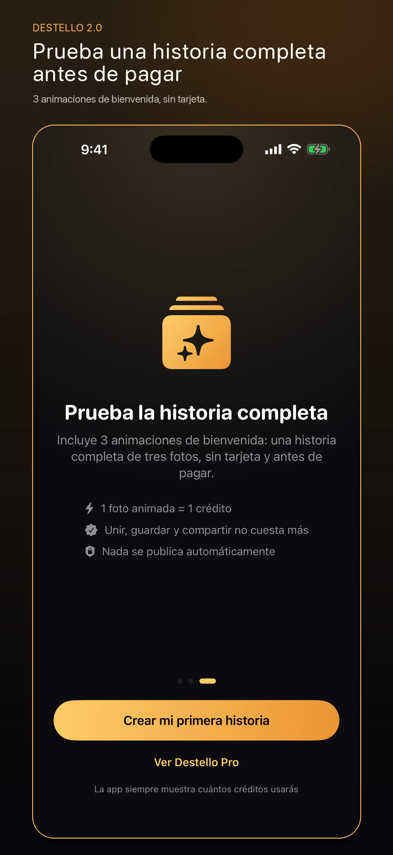 Primera historia completa con tres animaciones incluidas