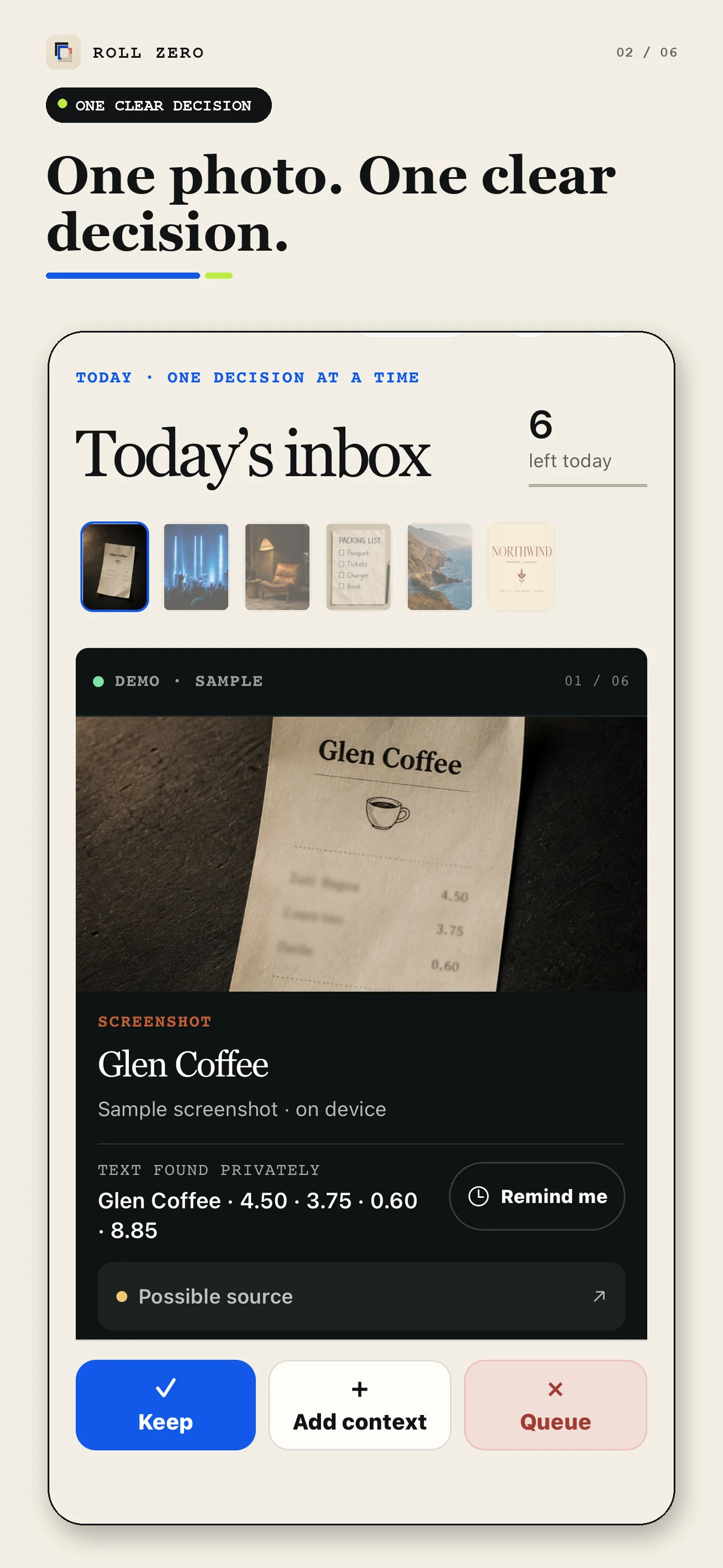 Keep, add context, remind, or stage for deletion