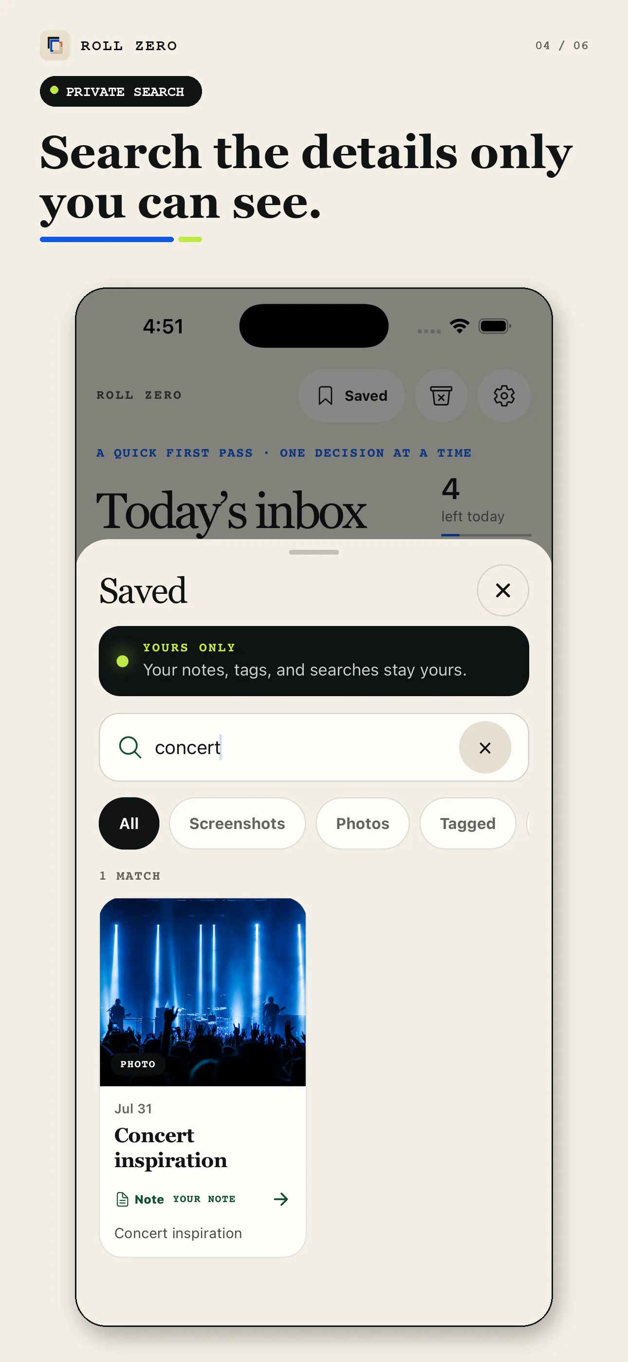 Private on-device screenshot search