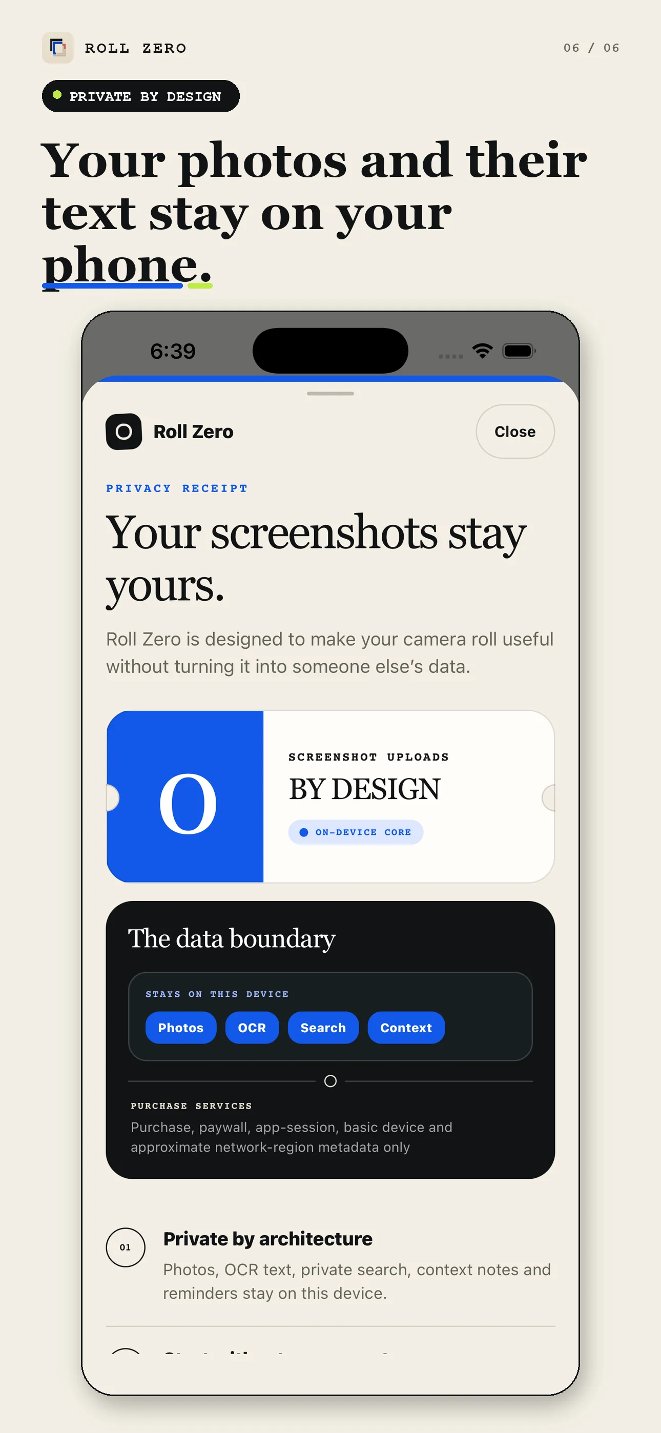 Roll Zero privacy explanation