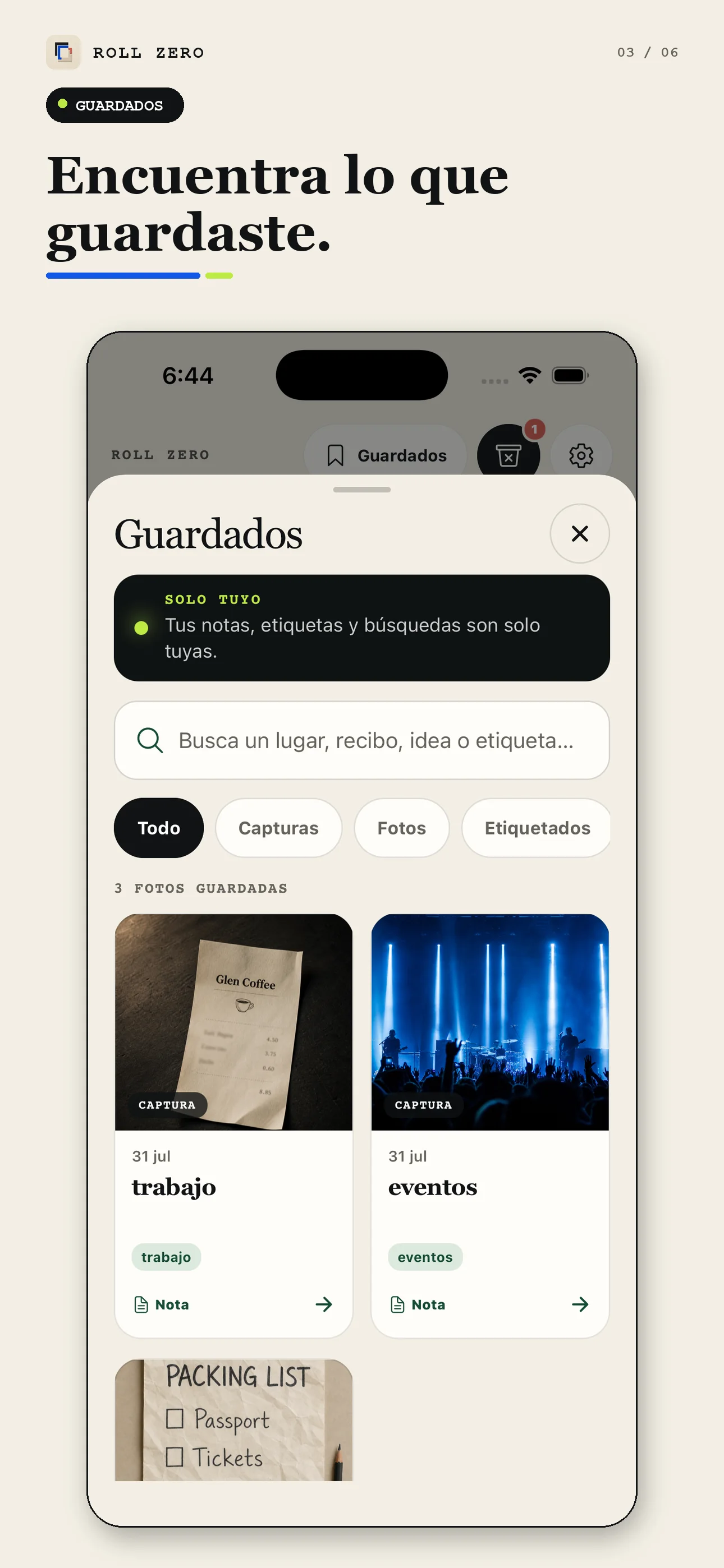 Capturas guardadas con contexto