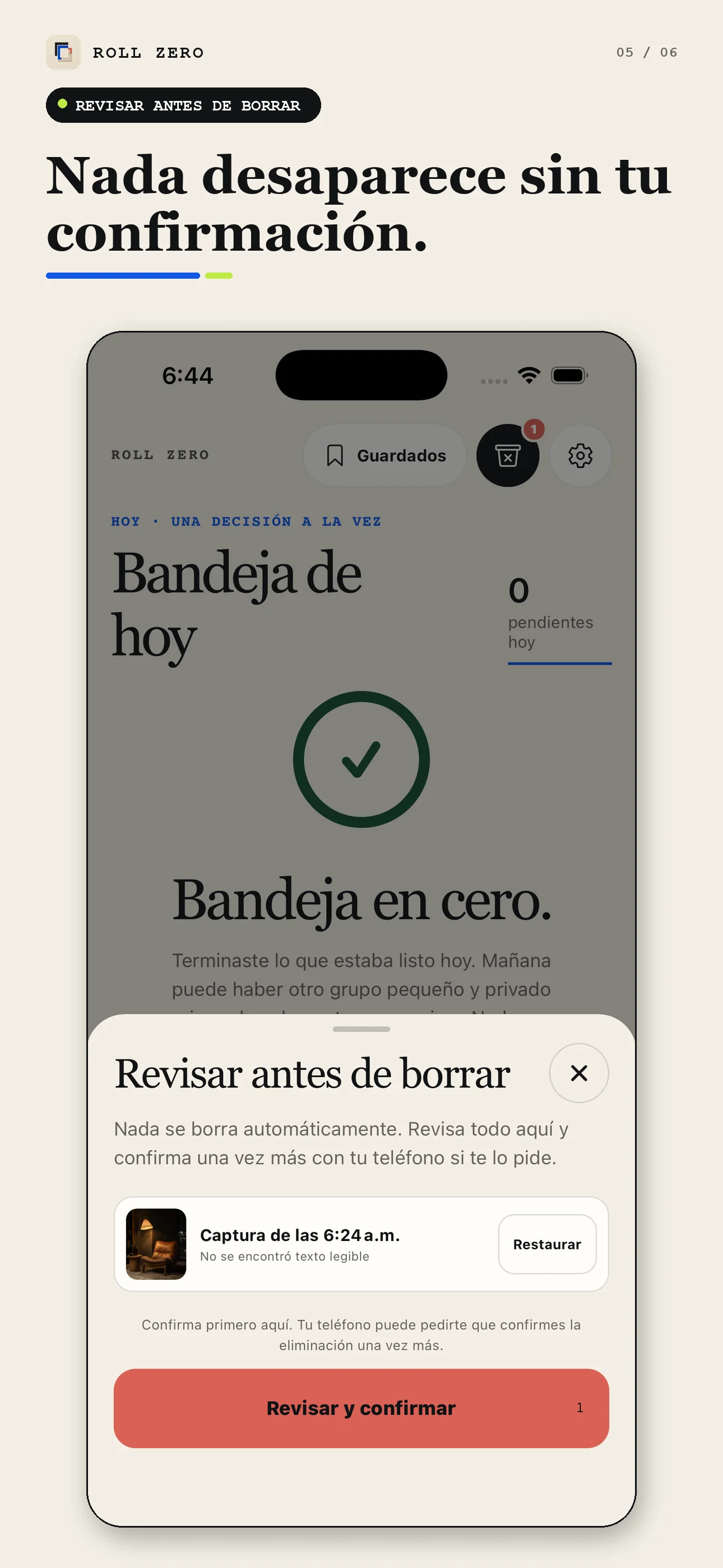Revisión en dos pasos antes de borrar