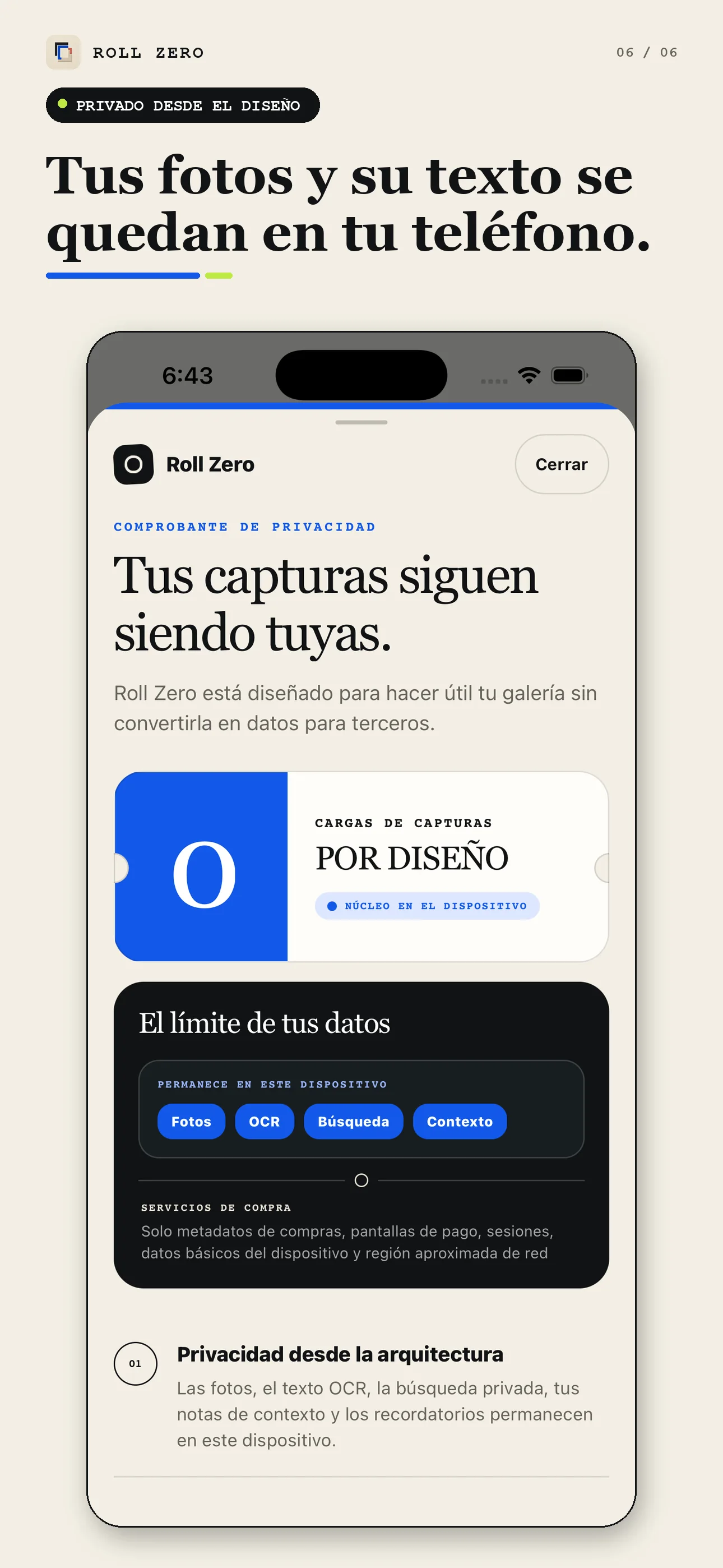 Explicación de privacidad de Roll Zero